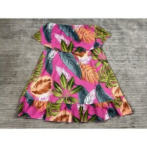 Shein Dress Womens XL Pink Tropical Floral Strapless Mini Polyester